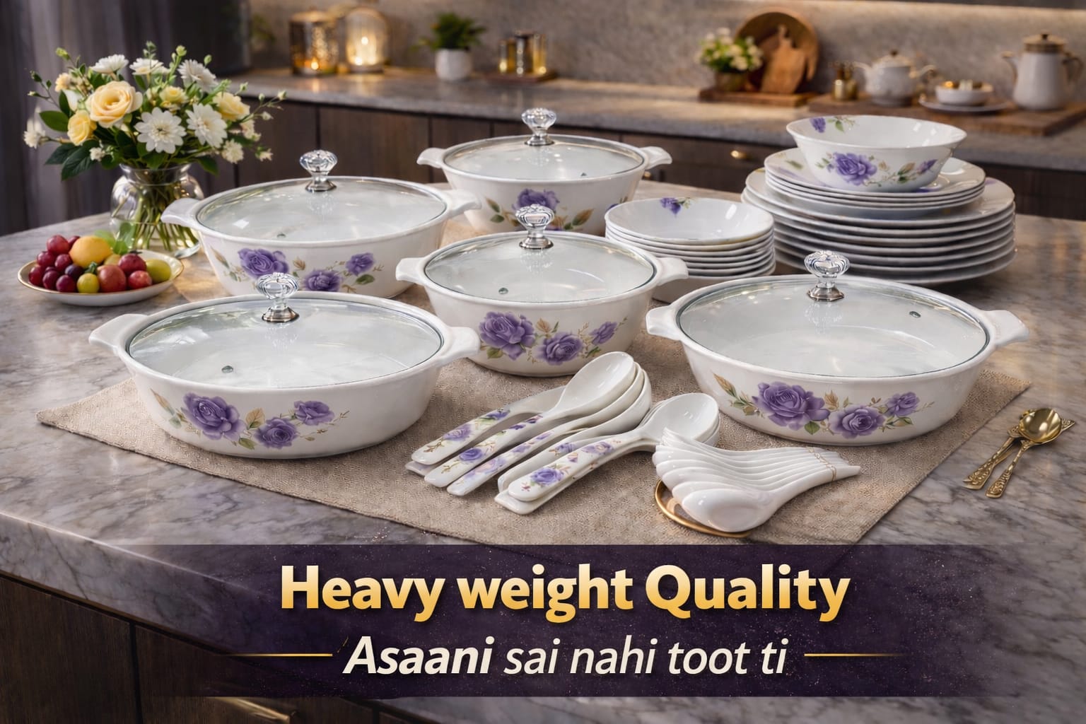 Graceful Melamine Dinner Set - 72 PCS